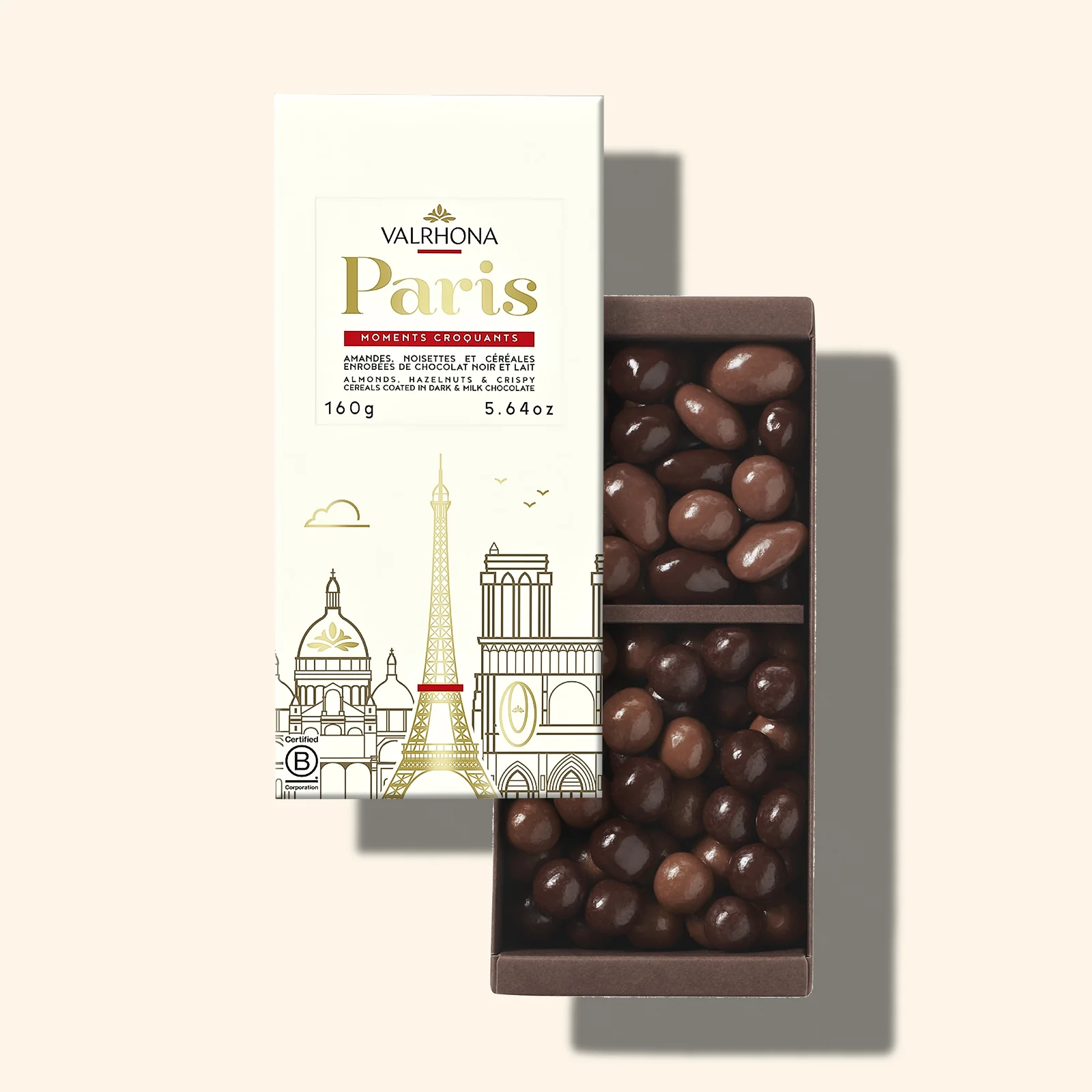 Box of Almonds, Hazelnuts, and Milk & Dark Chocolate Crunchy Bites - Paris Collection - 5.6oz.