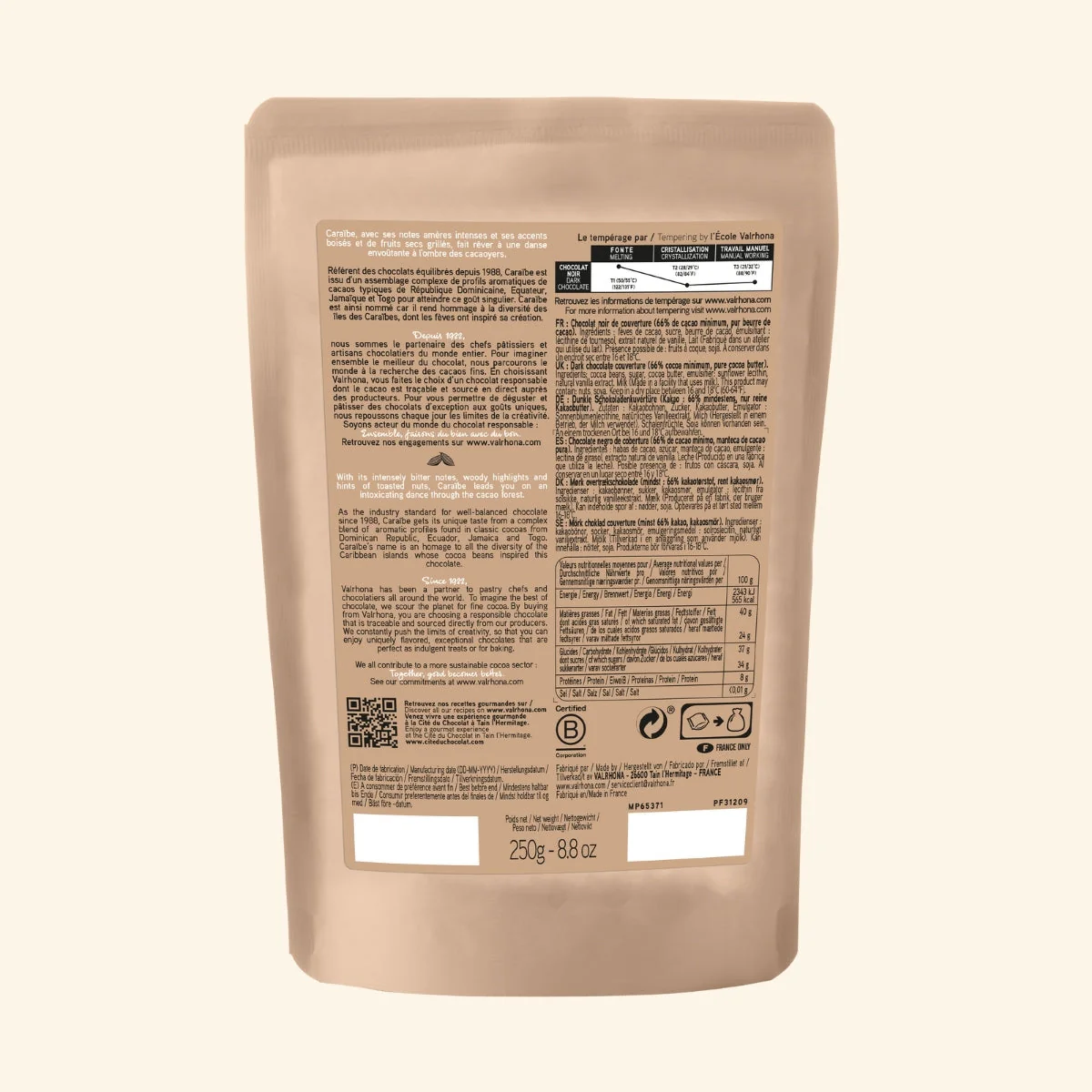 Dark Baking Chocolate Caraibe 66% - 8.8oz - Image 6