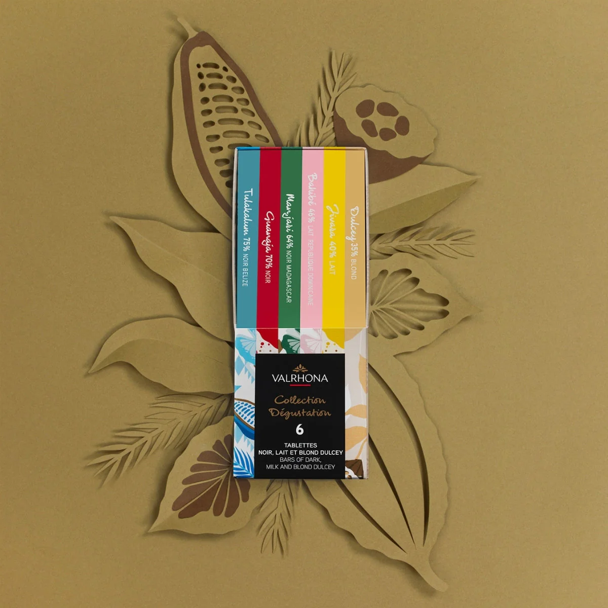 Gift Box of 6 Dark, Milk and Blonde Dulcey Chocolate Bars - 14.82oz - Image 3