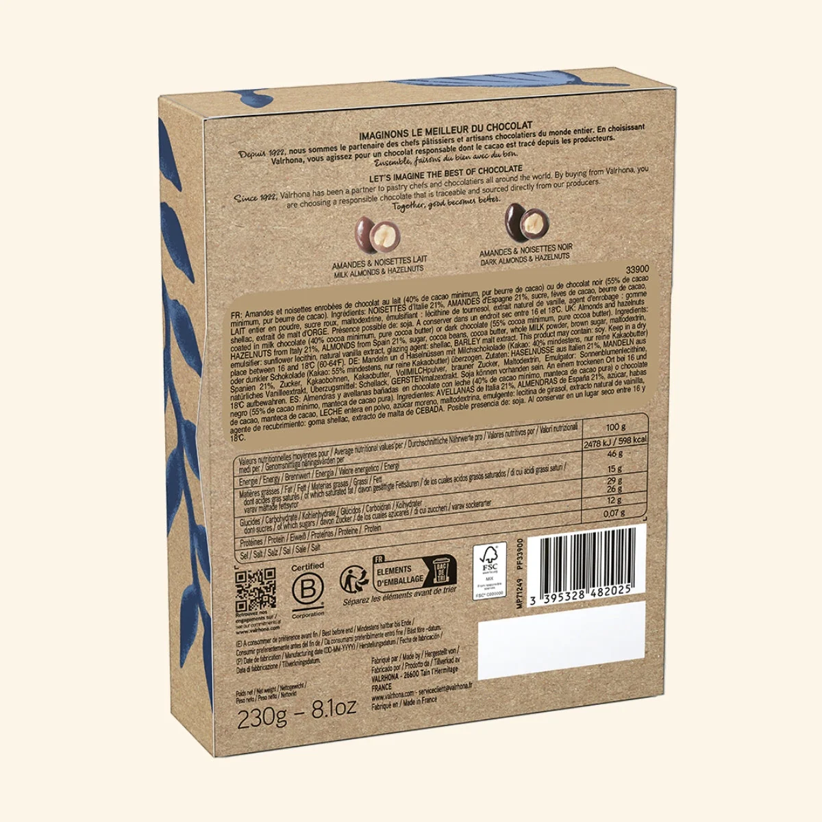 Box of Dark and Milk Chocolate-Covered Almonds and Hazelnuts - 8.1oz - Image 4