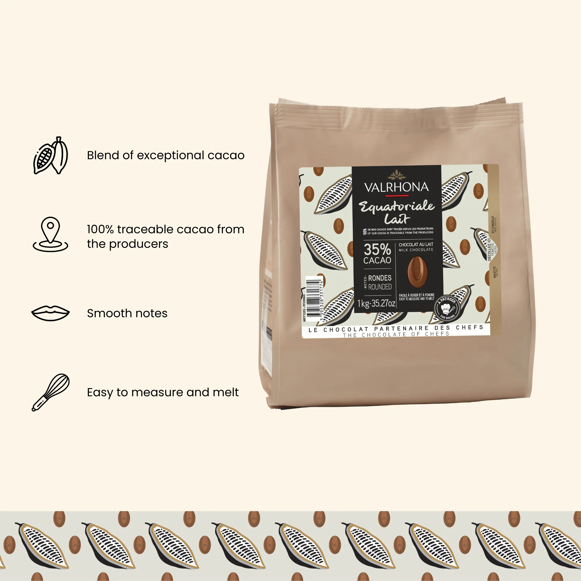 Milk Baking Chocolate Equatoriale 35% - 35.27oz - Image 3