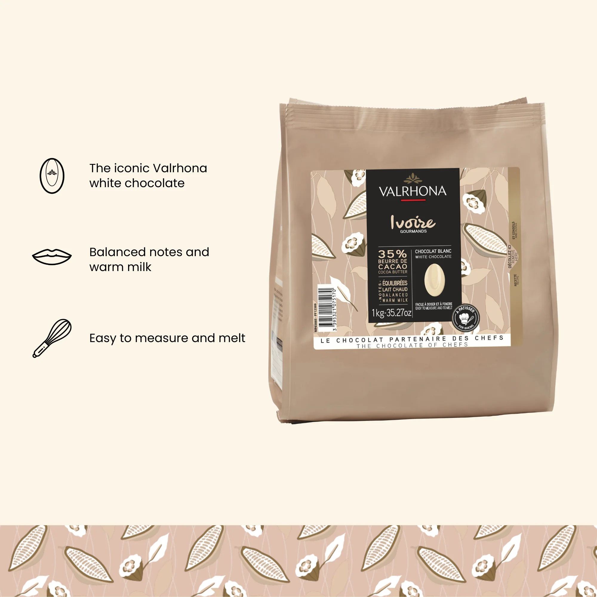 White Baking Chocolate Ivoire 35% - 35.27oz - Image 3